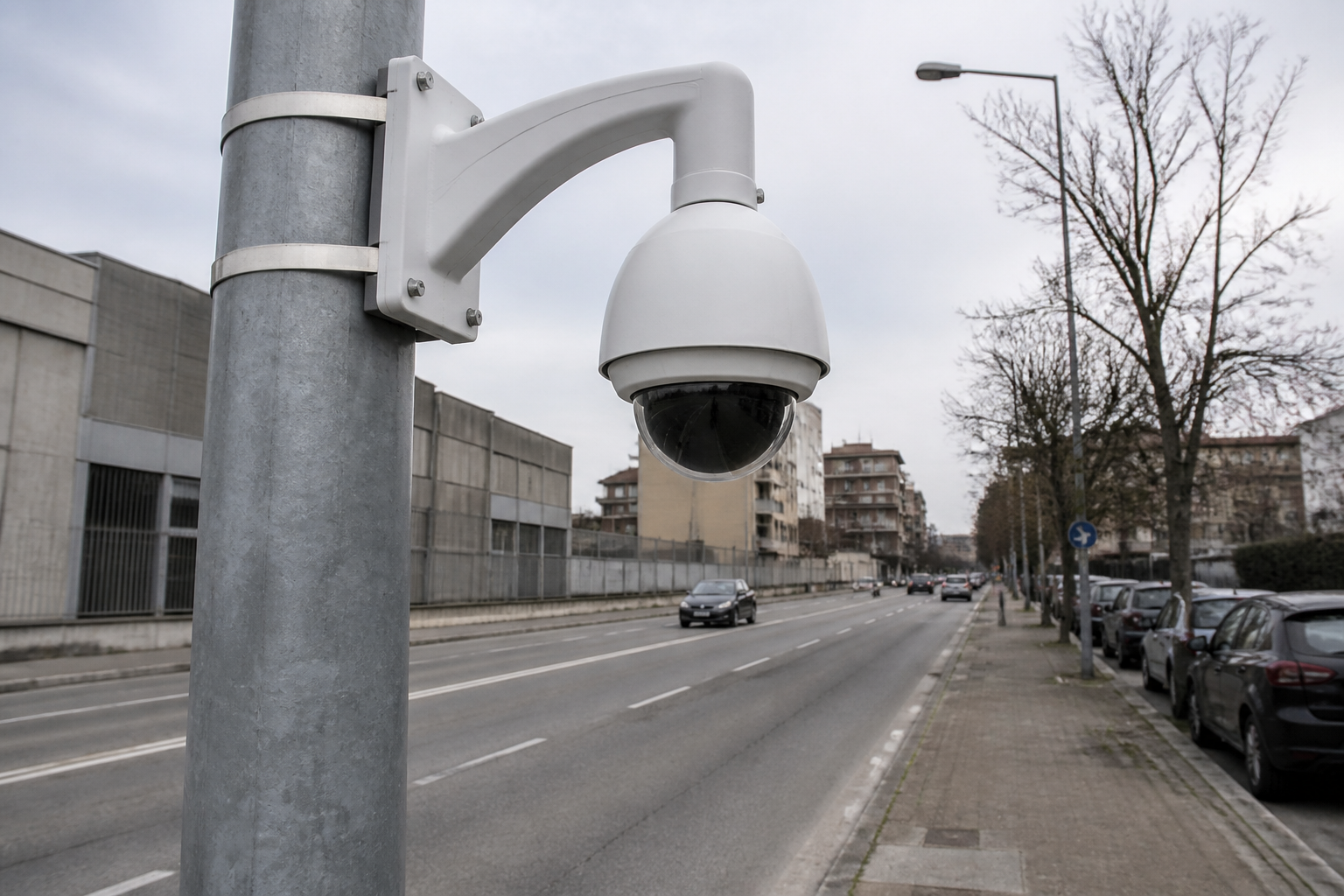 Speed-dome su palo di illuminazione, di giorno